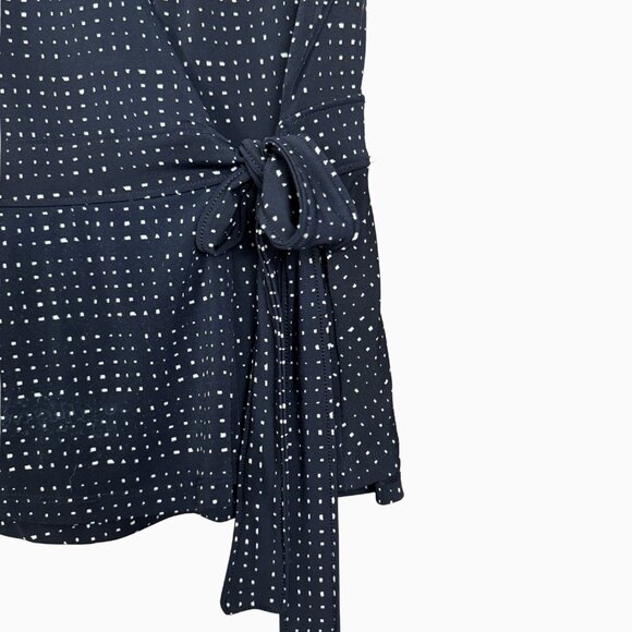 Banana Republic Navy Dotted Wrap Blouse - Size M - Picture 4 of 7